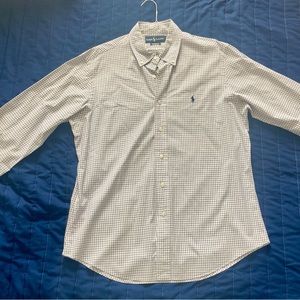 Ralph Lauren Men’s Size Large White Checkered Button Down Shirt